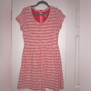 Maison Jules bubblegum pink white striped‎ dress fit flare women’s size medium